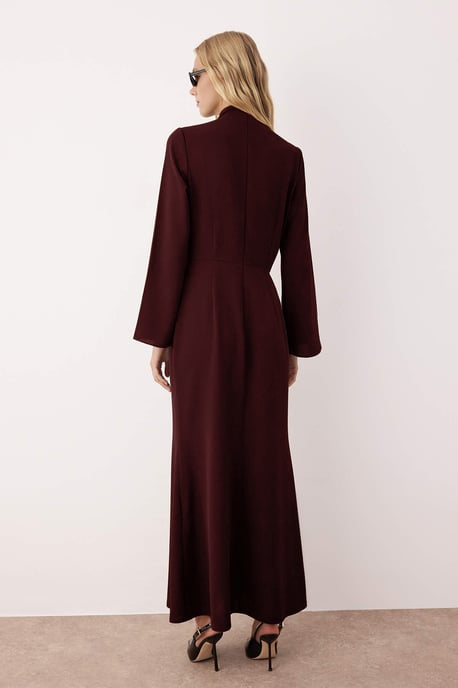 Trendyol Modest Damen Bordeaux Einfarbig Maxi Lang Casual A-Linie Modest Abend Kleider - Image 3