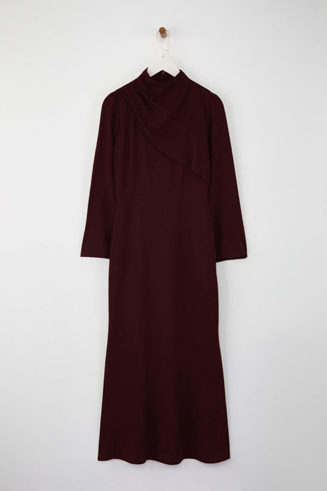 Trendyol Modest Damen Bordeaux Einfarbig Maxi Lang Casual A-Linie Modest Abend Kleider - Image 4