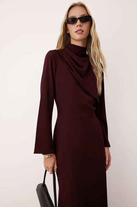Trendyol Modest Damen Bordeaux Einfarbig Maxi Lang Casual A-Linie Modest Abend Kleider - Image 6