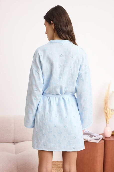 TRENDYOLMİLLA Damen 2er-Pack Blau Einfarbig Morgenmäntel - Image 4