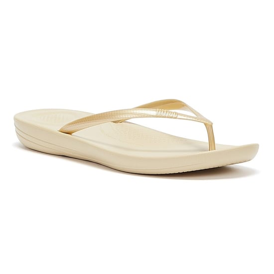 Fitflop IQushion Ergonomic Damen Gold Flip Flops - Image 2