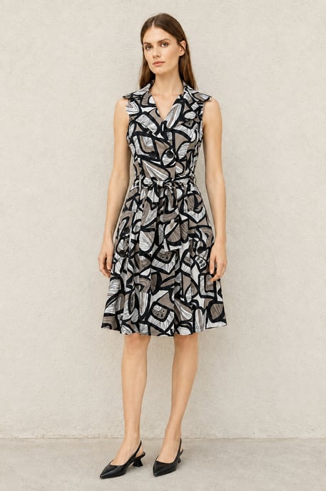 Trenchkleid mit abstraktem Print und Gürtel - Image 1