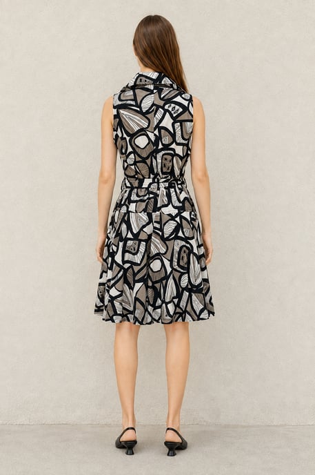 Trenchkleid mit abstraktem Print und Gürtel - Image 3