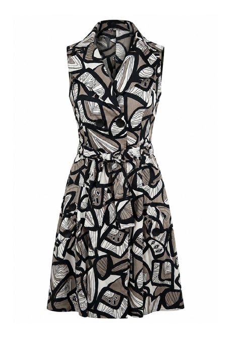 Trenchkleid mit abstraktem Print und Gürtel - Image 5