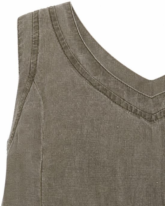 Gewaschenes Midikleid mit V-Ausschnitt und Einsätzen - Image 4