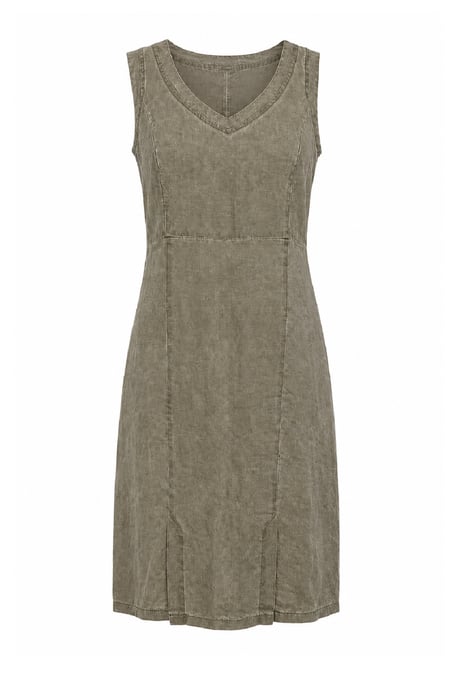Gewaschenes Midikleid mit V-Ausschnitt und Einsätzen - Image 5