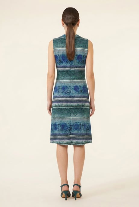 Ärmelloses Kleid mit Bordürenmuster und V-Ausschnitt - Image 3