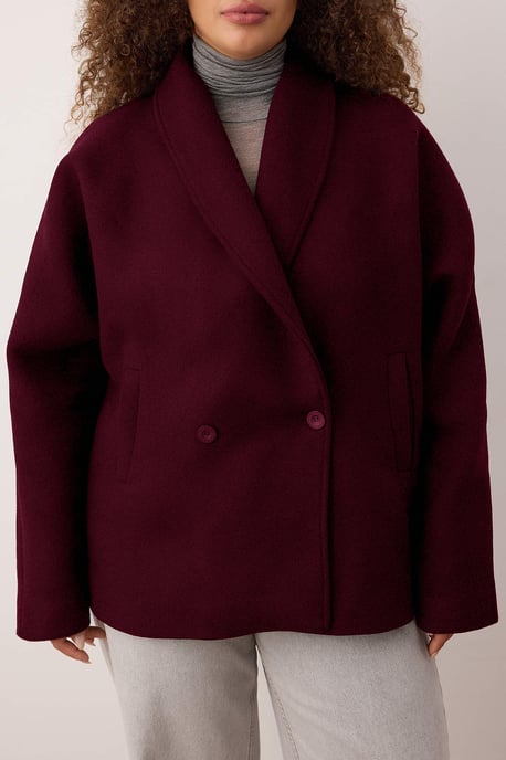 Trendyol Curve Damen Bordeaux Einfarbig Lang Oversize Große Größen Mäntel - Image 2