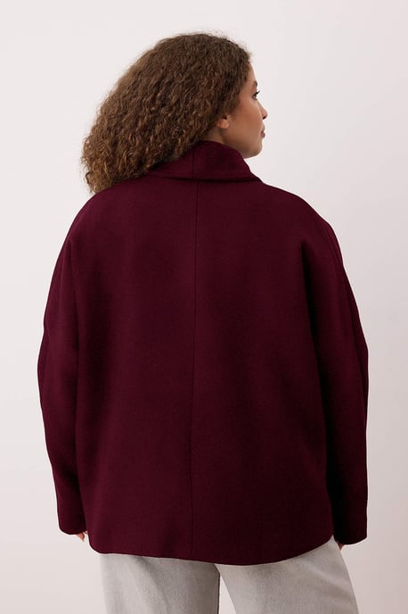Trendyol Curve Damen Bordeaux Einfarbig Lang Oversize Große Größen Mäntel - Image 3