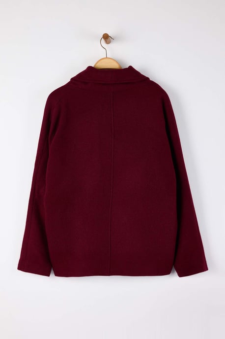 Trendyol Curve Damen Bordeaux Einfarbig Lang Oversize Große Größen Mäntel - Image 5