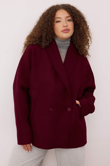 Trendyol Curve Damen Bordeaux Einfarbig Lang Oversize Große Größen Mäntel - Image 6