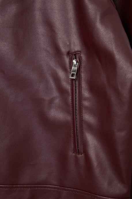 Trendyol Curve Damen Bordeaux Einfarbig Lang Tailliert Große Größen Mäntel - Image 4