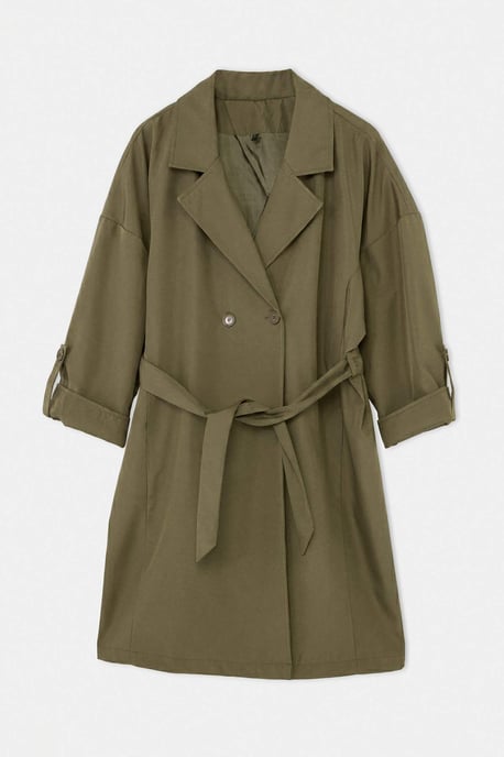 Trendyol Curve Damen Khaki Einfarbig Oversize Große Größen Trenchcoats - Image 4