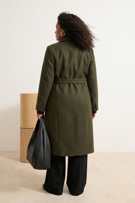 Trendyol Curve Damen Khaki Einfarbig Lang Regular Fit Große Größen Mäntel - Image 2