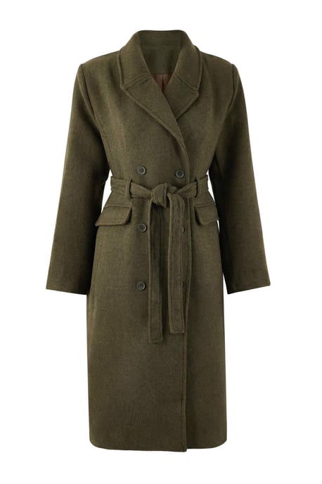 Trendyol Curve Damen Khaki Einfarbig Lang Regular Fit Große Größen Mäntel - Image 3