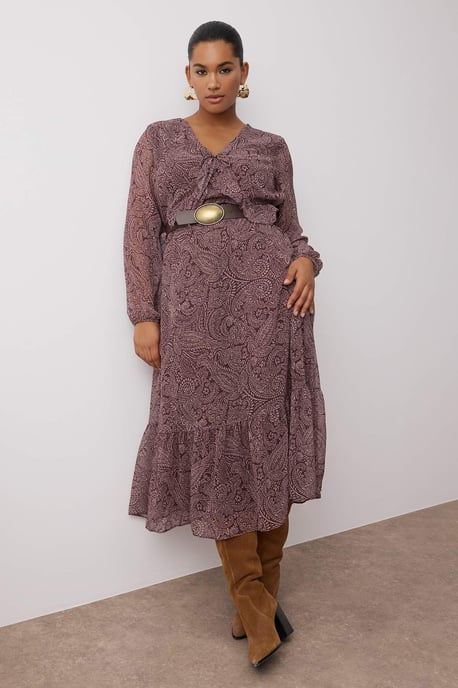 Trendyol Curve Damen Mehrfarbig Paisley Maxi Lang Abend / Alltag A-Linie Große Größen Kleid - Image 1