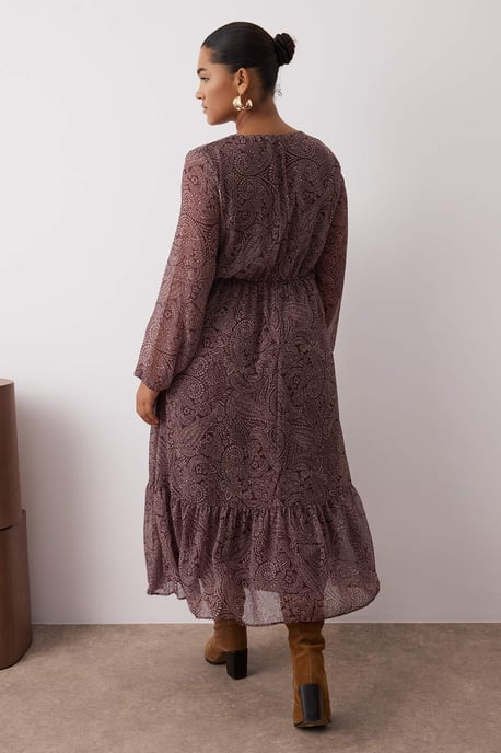 Trendyol Curve Damen Mehrfarbig Paisley Maxi Lang Abend / Alltag A-Linie Große Größen Kleid - Image 3