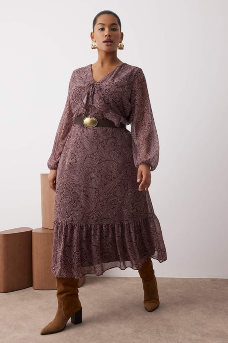 Trendyol Curve Damen Mehrfarbig Paisley Maxi Lang Abend / Alltag A-Linie Große Größen Kleid - Image 6
