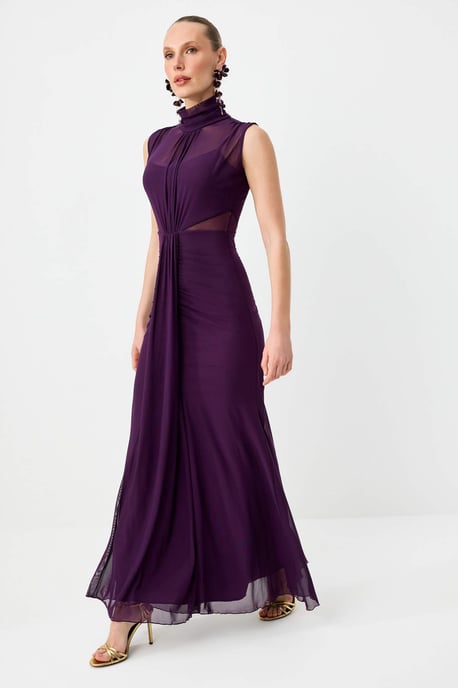 TRENDYOLMİLLA Damen Lila Einfarbig Maxi Ärmellos Abschluss / Ball Meerjungfrau Abend & Ball Kleid - Image 4