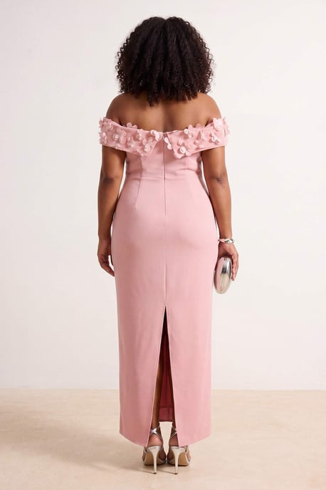 Trendyol Curve Damen Rosa Einfarbig Maxi Ärmellos Party A-Linie Große Größen Kleid - Image 4