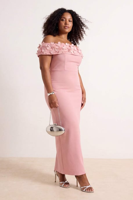 Trendyol Curve Damen Rosa Einfarbig Maxi Ärmellos Party A-Linie Große Größen Kleid - Image 6