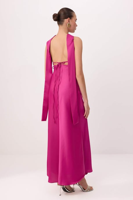 TRENDYOLMİLLA Damen Rosa Einfarbig Maxi Ärmellos Elegant/Abend A-Linie Kleider - Image 3
