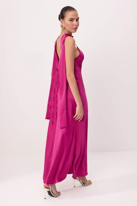 TRENDYOLMİLLA Damen Rosa Einfarbig Maxi Ärmellos Elegant/Abend A-Linie Kleider - Image 4