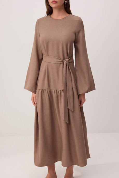 Trendyol Modest Damen Braun Einfarbig Maxi Lang Casual A-Linie Modest Kleider - Image 2