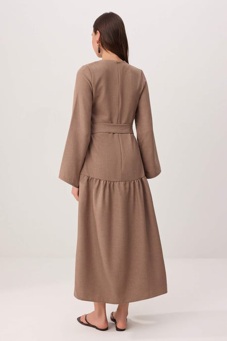 Trendyol Modest Damen Braun Einfarbig Maxi Lang Casual A-Linie Modest Kleider - Image 3