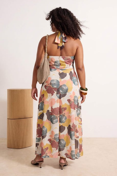 Trendyol Curve Damen Mehrfarbig Grafik Maxi Ärmellos A-Linie Große Größen Kleid - Image 2