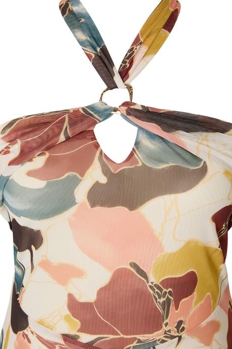 Trendyol Curve Damen Mehrfarbig Grafik Maxi Ärmellos A-Linie Große Größen Kleid - Image 4