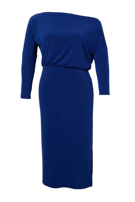 Trendyol Curve Damen Blau Einfarbig Maxi Lang Casual Bodycon Große Größen Kleid - Image 1