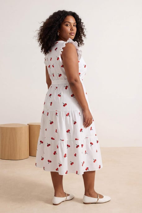 Trendyol Curve Damen Mehrfarbig Grafik Maxi Ärmellos Casual A-Linie Große Größen Kleid - Image 2