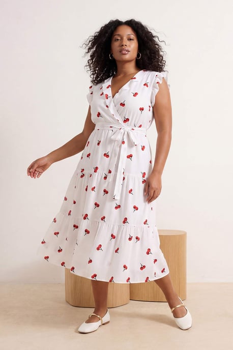 Trendyol Curve Damen Mehrfarbig Grafik Maxi Ärmellos Casual A-Linie Große Größen Kleid - Image 6