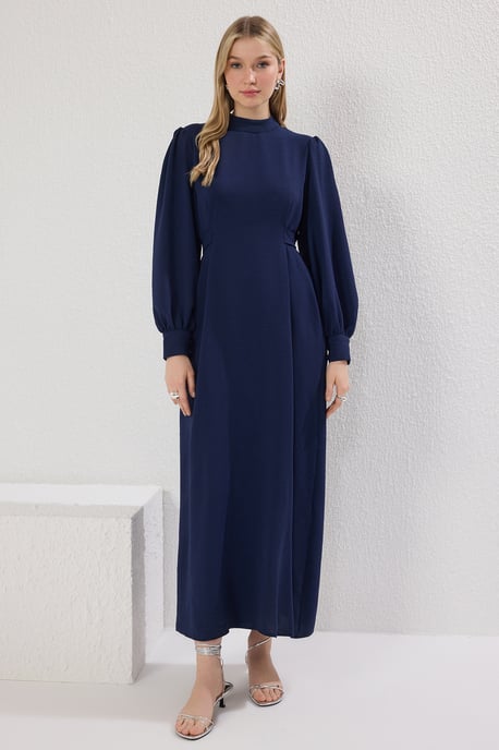 Trendyol Modest Damen Dunkelblau Einfarbig Maxi Lang Casual Gerade Modest Kleider - Image 1