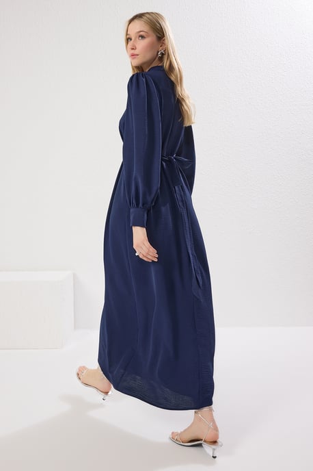 Trendyol Modest Damen Dunkelblau Einfarbig Maxi Lang Casual Gerade Modest Kleider - Image 4