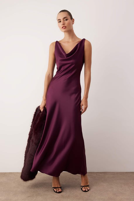 TRENDYOLMİLLA Damen Lila Einfarbig Maxi Ärmellos Elegant/Abend A-Linie Kleider - Image 1