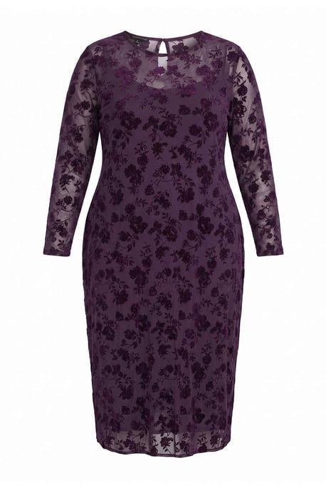 Trendyol Curve Damen Lila Geblümt Maxi Lang Casual A-Linie Große Größen Kleid - Image 4
