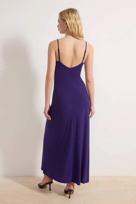 TRENDYOLMİLLA Damen Lila Einfarbig Maxi Ärmellos Casual A-Linie Kleider - Image 3