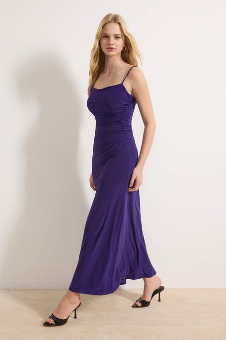 TRENDYOLMİLLA Damen Lila Einfarbig Maxi Ärmellos Casual A-Linie Kleider - Image 4