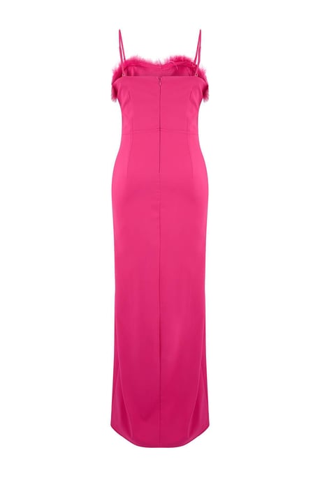 Trendyol Curve Damen Rosa Einfarbig Maxi Ärmellos Ball Gerade Große Größen Kleid - Image 5
