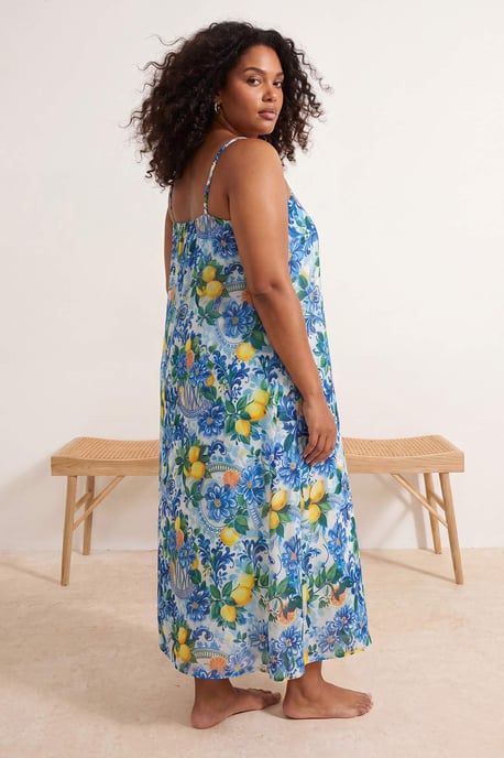 Trendyol Curve Damen Mehrfarbig Einfarbig Maxi Ärmellos Strandmode A-Linie Große Größen Kleid - Image 2