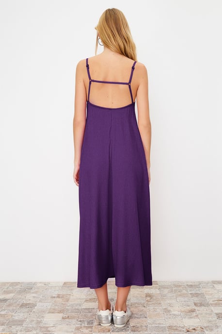 TRENDYOLMİLLA Damen Lila Einfarbig Maxi Ärmellos Casual A-Linie Kleider - Image 4