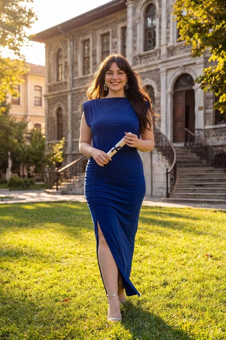 Trendyol Curve Damen Blau Einfarbig Maxi Ärmellos Elegant/Abend Gerade Große Größen Kleid - Image 1