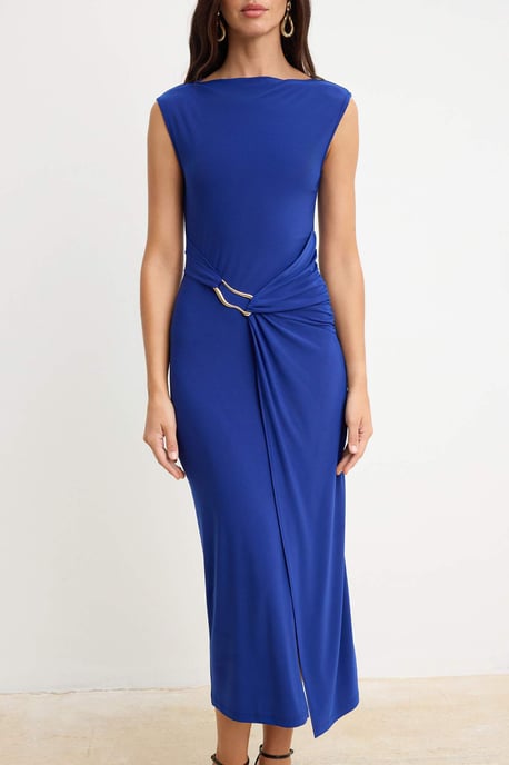 TRENDYOLMİLLA Damen Blau Einfarbig Maxi Ärmellos Elegant/Abend Bodycon Kleider - Image 2