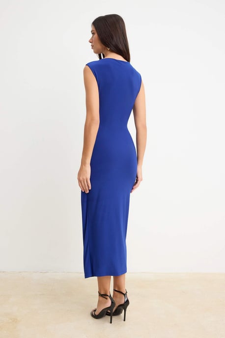 TRENDYOLMİLLA Damen Blau Einfarbig Maxi Ärmellos Elegant/Abend Bodycon Kleider - Image 3