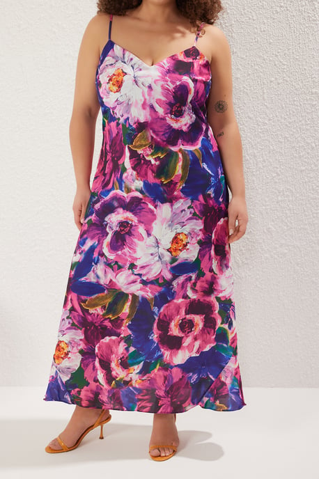 Trendyol Curve Damen Mehrfarbig Einfarbig Maxi Ärmellos Abend / Alltag A-Linie Große Größen Kleid - Image 2
