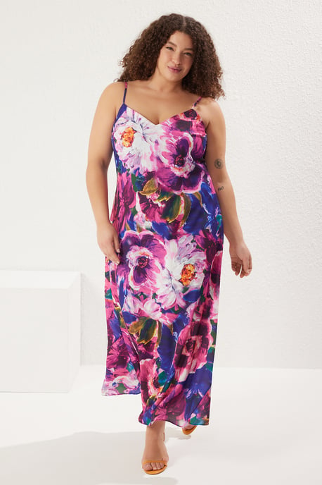 Trendyol Curve Damen Mehrfarbig Einfarbig Maxi Ärmellos Abend / Alltag A-Linie Große Größen Kleid - Image 5