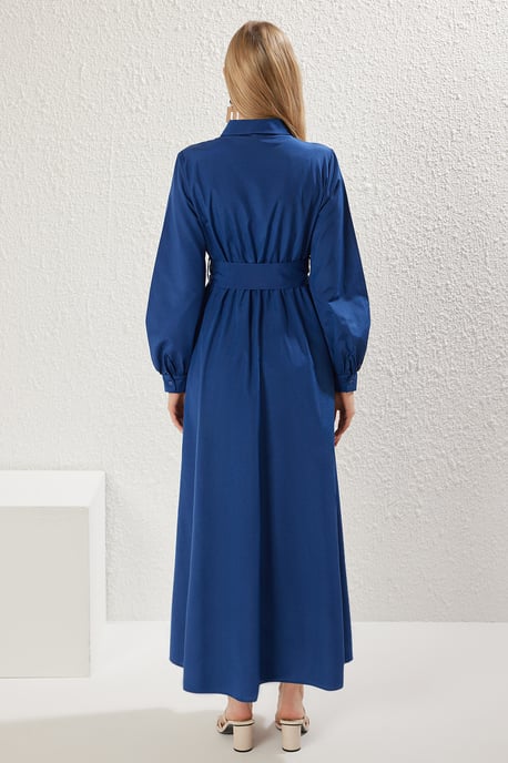 Trendyol Modest Damen Blau Einfarbig Maxi Lang Business Hemdblusenkleid Modest Kleider - Image 4