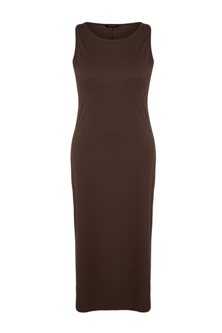Trendyol Curve Damen Braun Einfarbig Maxi Ärmellos Casual Gerade Große Größen Kleid - Image 5